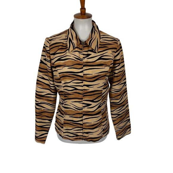 SilkLand Jackets & Blazers - Silkland Blazer Jacket 6 Animal Print Zip Up 100 Percent Silk Trendy